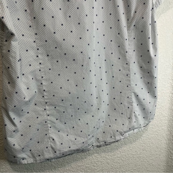 Coastal Polka Dots Nautical Short Sleeve Slim Button Up Shirt Mens Size XL - Picture 7 of 11